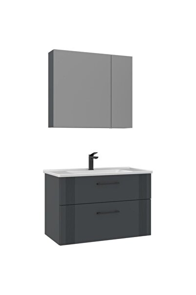 ORKA Banyo Dolabı Takım Bari 85 Cm Mat Antrasit