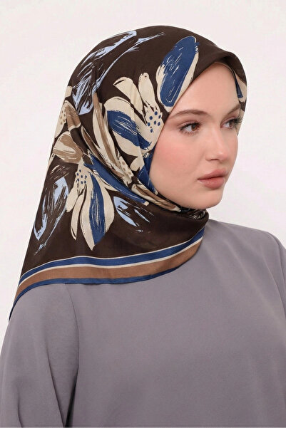 Bonjela Soft Scarf Clover Pattern Brown Blue