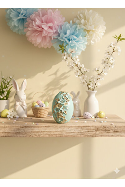 Luxury Eastern Luxury Polyresin Easter Egg – Imperial Turquoise with Gold Flo...