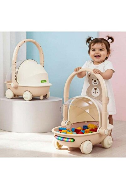 BAYBEE عربة تسوق للأطفال مع مشاية دفع وسلة تخزين | مقبض قابل للطي والتعديل