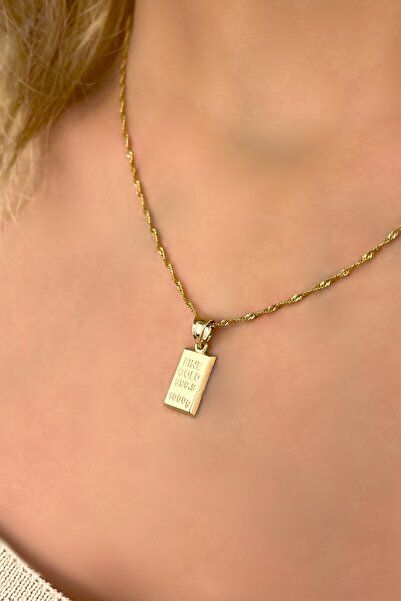 Altınaşkı Singapur Zincirli Külçe Altın Kolye