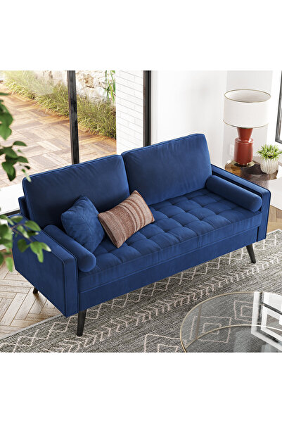 homejoyz Velvet and Swedish Wood Sofa – 180×82×87 cm