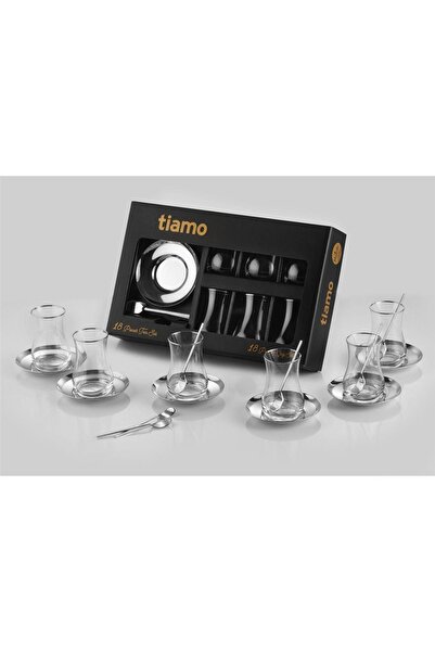 Tiamo Rio 18 Parça Çay Seti – 6 Kişilik 18/10 Cr-Ni Paslanmaz Çelik & Cam Çay...