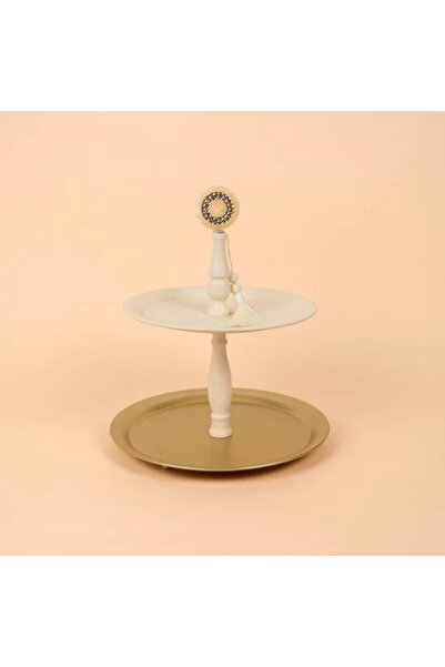 Generic Two-Tier Serving Plate - Beige Gold