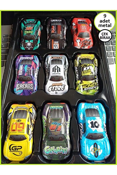 OYUNCAKSAHİLİ Ralli Çekbırak Araba Demir Oyuncak 9 Adet Metal Model NASCAR Ya...