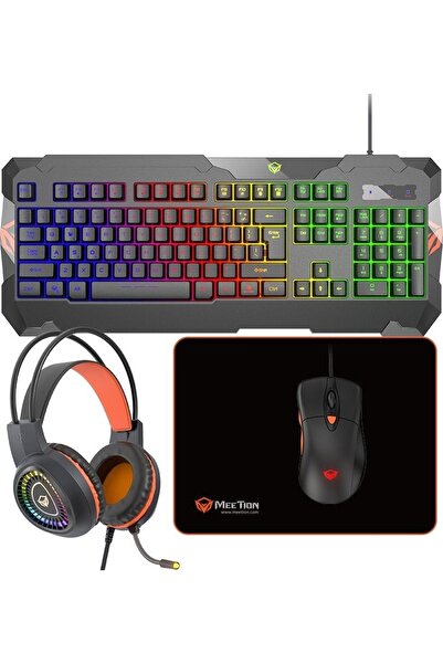 MeeTion MT C505 4 in 1 Gaming Kit: RGB Keyboard, 3200DPI Mouse, Backlit Headp...