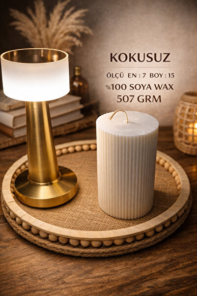 Lúmea Candle Modern Çizgili Silindir Mum | Dekoratif Premium Mum