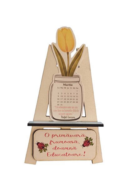 magazinu de gravura Calendar de birou personalizat cu flori – Cadou elegant p...