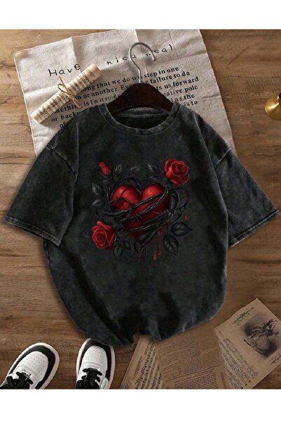 PENTHİLUS Acid-Washed Oversize Unisex T-Shirt - Washed Unisex Oversized T-Shirt