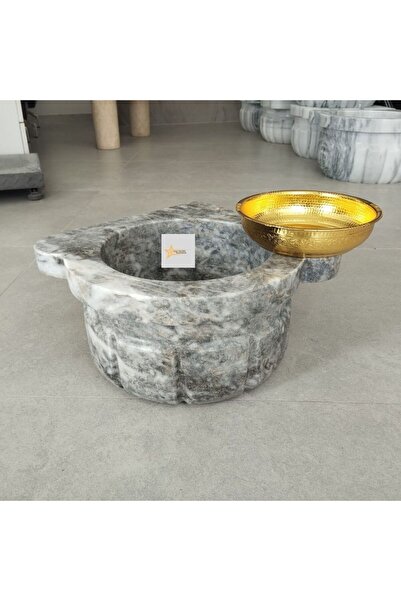 STARMARBLE Ateş Grisi Mini Kavun Dilimli Köşe Kurna