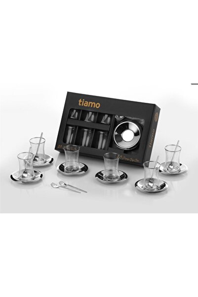 Tiamo Bella 18 Piece Tea Set – 18/10 Cr-Ni Stainless Steel & Glass Tea Set fo...