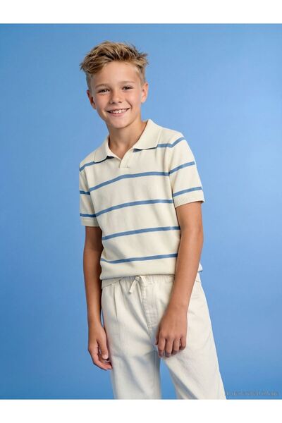 LC Waikiki Polo Neck Striped Boys' Knitwear Sweater