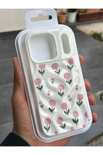 EDELFU Iphne 17 Pro Max Compatible - Wavy Crinkle Pattern Cover with Floral, ...