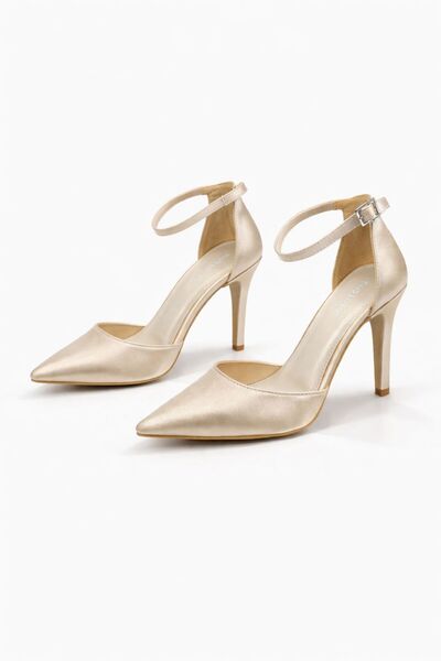 MODA LİZZA Miss Lotus Gold 10 cm Topuklu Bilekten Bantlı Kadın Stiletto