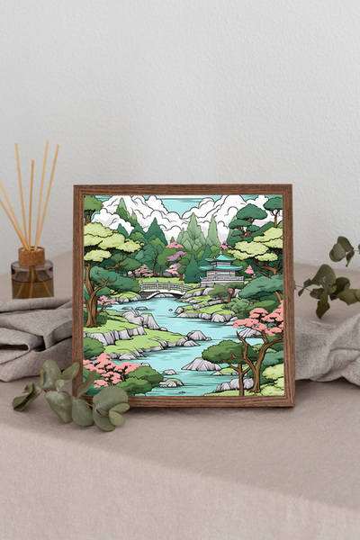 Dekorsiahome Τετράγωνος πίνακας με ξύλινο πλαίσιο TK2902