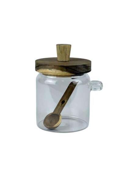 Generic Glass Jar with Wooden Lid and Spoon