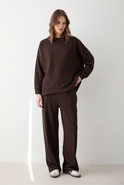 Melike Tatar Basic Modal Suit Brown 1008