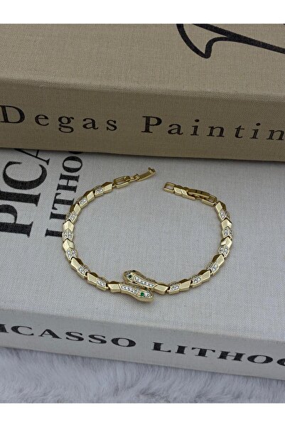 Hedef Bijuteri 14K Gold Renk Zirkon Taşlı Yılan Figürlü Bileklik CM82