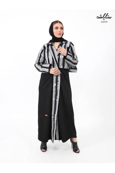 Stylihs Stylish abaya with a mauve inner layer