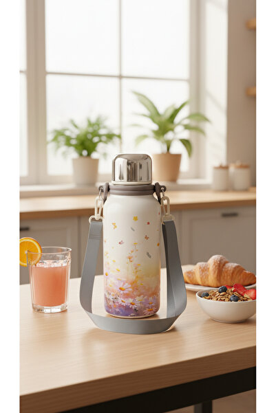 Generic A portable Thermal water bottle mug with a stylish botanical design, ...