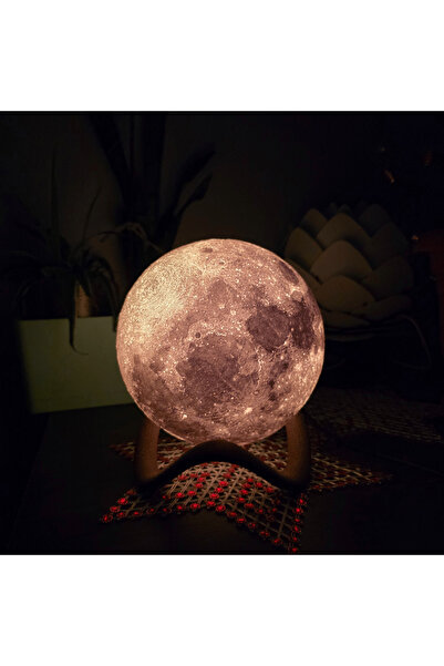 Pilovestik RGB Kumandalı 3D Ay Gece Lambası,Büyük Boy , 25CM