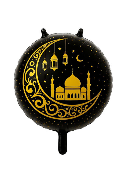 BALON DİYARI Ramadan Mosque Moon-Shaped Written Foil Balloon