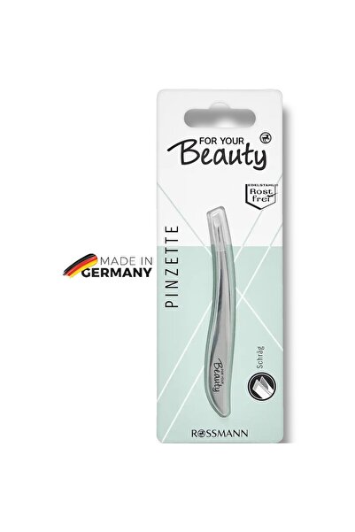 ROSSMANN Slanted Precision Tweezers for Eyebrows, Stainless Steel, Non-Slip G...