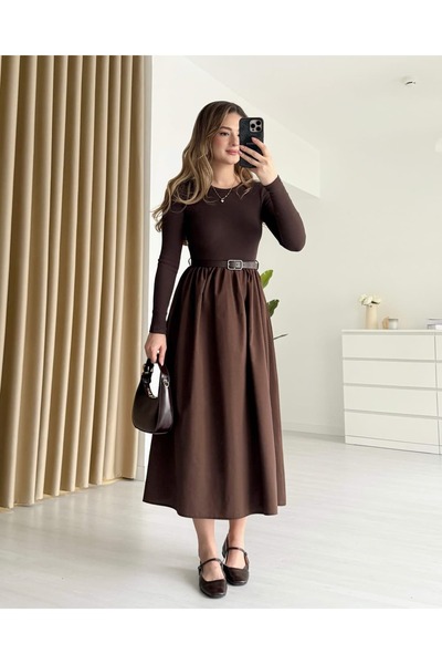 tiamoda Eteği Poplin Kemerli Elbise