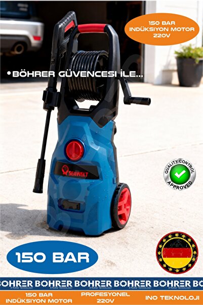BÖHRER 150 BAR İNDÜKSİYON MOTOR 220V EV ELEKTRİKLİ BASINÇLI ARAÇ OTO YIKAMA K...