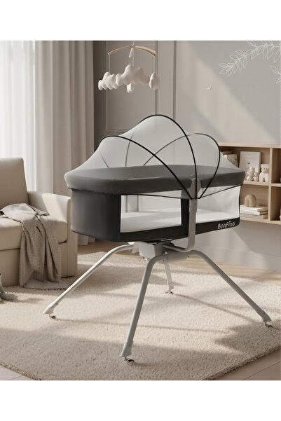 Bonfino سرير أطفال وسرير جانبي من كوزي نيست، مزود بناموسية مريحة على شكل مظلة...