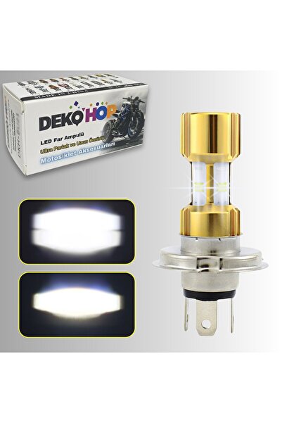 DEKOHOP H4 LED Far Ampul LED Işık 12-24V 6000K Ultra Beyaz Metal Kasa Motosik...