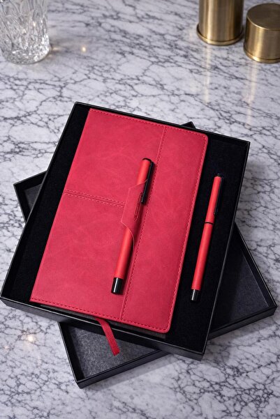nesnelgift Caiet și pix roller din piele texturată de calitate, în cutie Y35