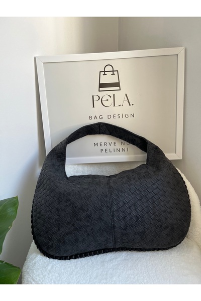 Pela Nubuk Kenar Detay Kadın Kol Çantası Antrasit