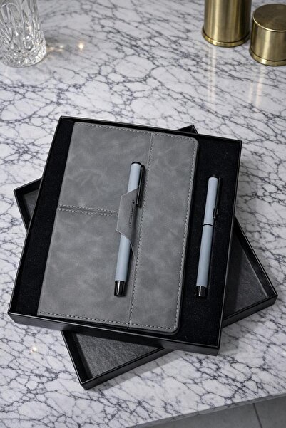 nesnelgift Caiet și pix roller din piele texturată de calitate, în cutie Y35