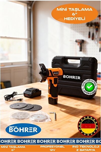 BÖHRER AKÜLÜ 12V MİNİ AVUÇ İÇİ 75MM ÇİFT BATARYA TAŞLAMA MAKİNESİ