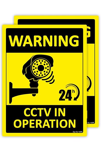 RUBIK Self Adhesive Warning 24 Hours CCTV in Operation Sticker Signs 20x15cm ...