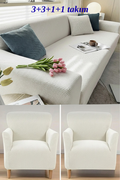 kutlale Lycra Pitikare Pattern 3+3+1+1 Sofa, Couch, Sofa Bed Cover Set, Elast...