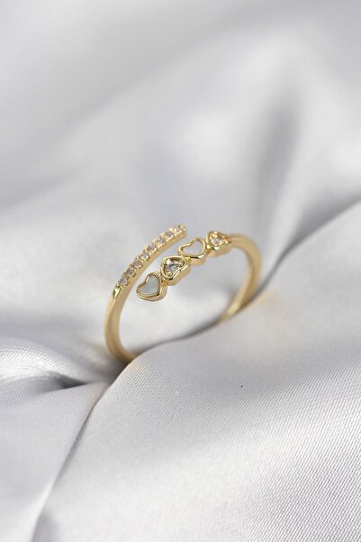 Inure Jewelry خاتم نسائي موديل قلب بسيط مرصع بحجر الزركون باللون الذهبي