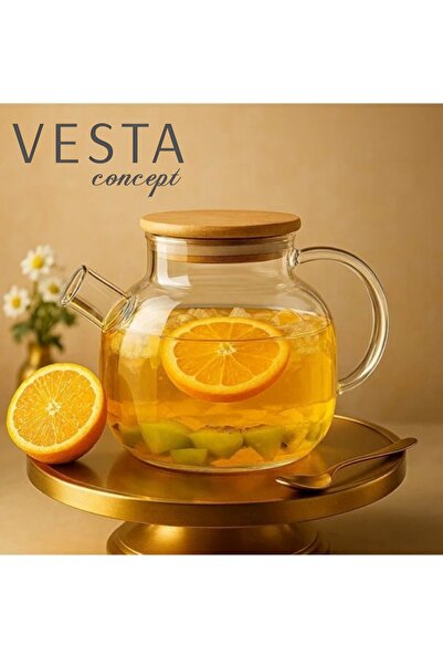 VESTA Concept Heat-Resistant Glass Teapot – Herbal Tea and Coffee Infuser wit...
