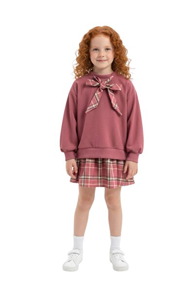 ERDEM KIDS Κοριτσίστικο Εορταστικό Σετ - Καρό Φούστα και Μπλούζα Διπλό Σετ