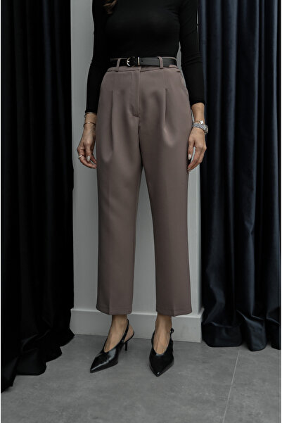 Havoş Mink Gallen Front Pleated Belted Trousers