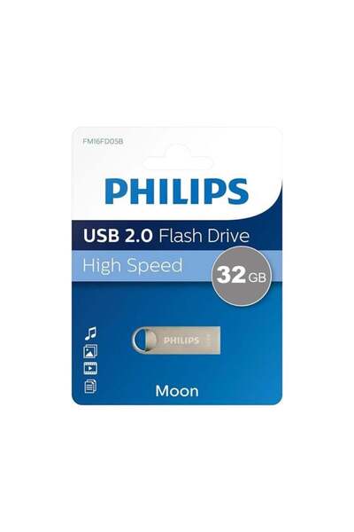 Philips Fm32Fd160B/00 32Gb Moon Classic Silver USB 2.0 Metal Flash Memory