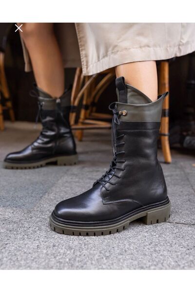 VEYİS USTA Women's Genuine Leather Boots. Zippered.