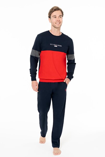 U.S. Polo Assn. Men's 2 Thread Woven Bottom Top Set, Crew Neck, Long Sleeves,...