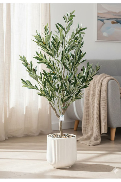 Bashaer Home Artificial olive tree (130 cm tall) in a plastic pot