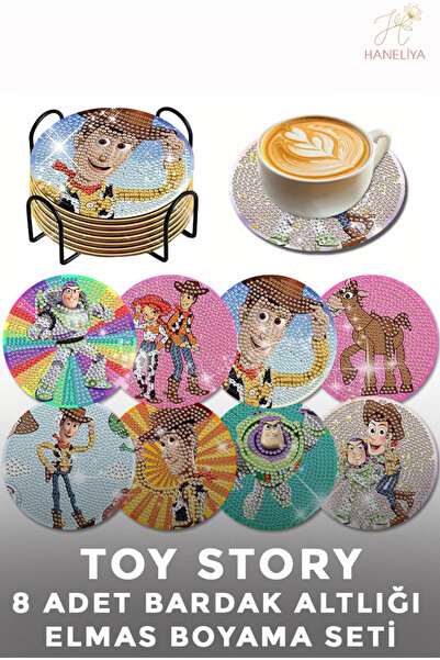 Haneliya Toy Story - Oyuncak Hikayesi 8'li Diamond Elmas Boyama Bardak Altlığ...
