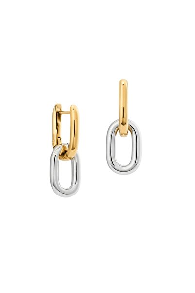 Daniel Wellington Contrast Link Earrings Two Tone Rose Gold