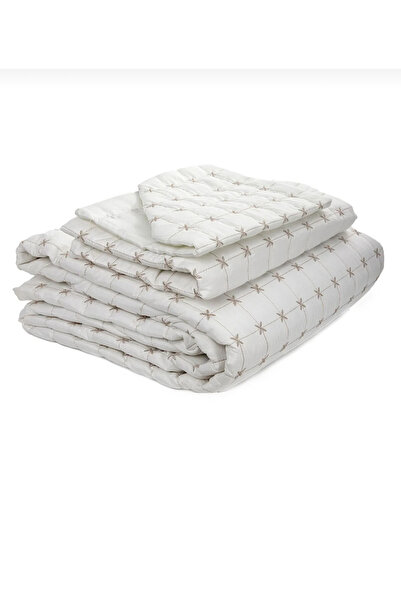 ENTİ Çift kişilik üç parça yatak örtüsü krem