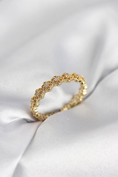 Inure Jewelry Row Flower Model Gold Color Zircon Stone Women's Ring