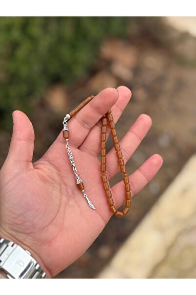 tesbihciniz سبحة من حجر العنبر المسحوق بألوان القهوة بطول الكاحل